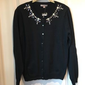 Roz & Ali Button Down Jeweled Sweater